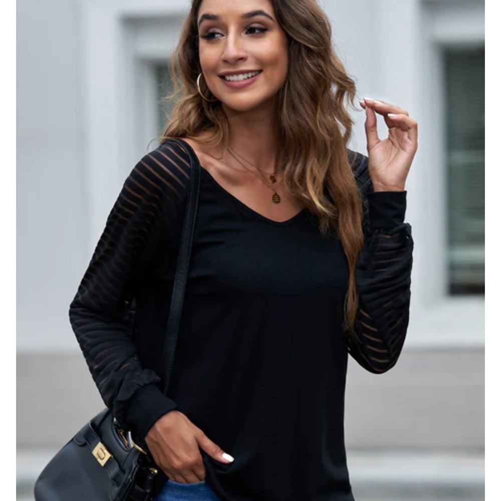 Lafayette 148‎ New York Ribbed Knit Top Black Luxe Stretch, Large